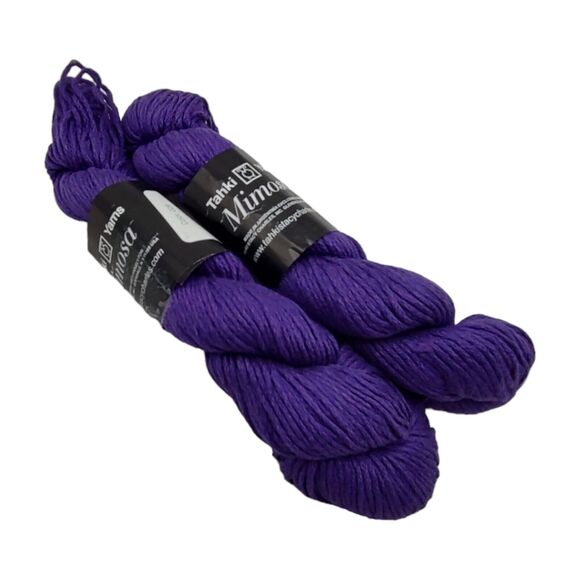 2 Skeins Mimosa by Tahki Yarns 50% Cotton, 40% Silk, 10% Cashmere Violet No.009 - Picture 5 of 7